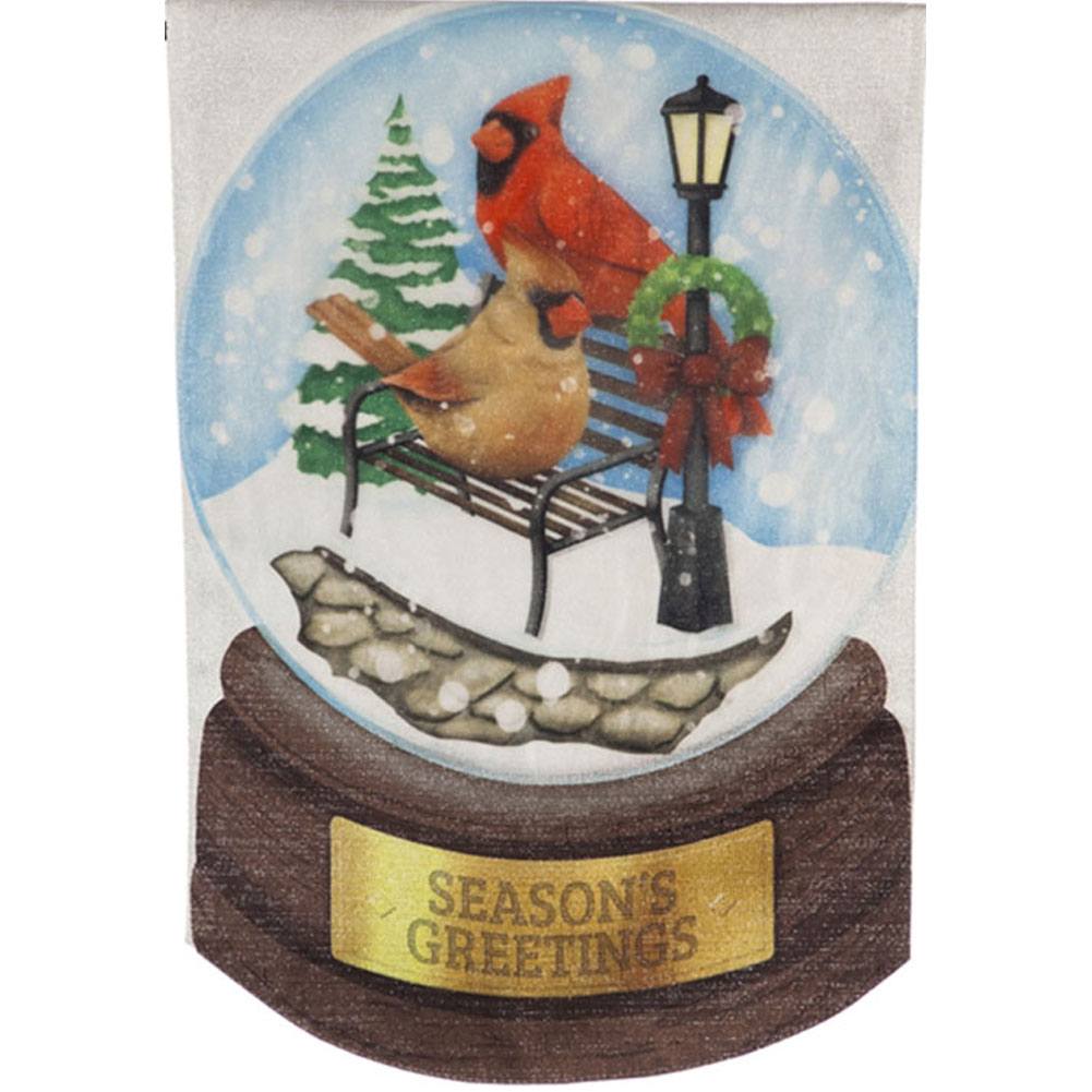 Cardinal Couple Snow globe Linen Double Sided Garden Flag