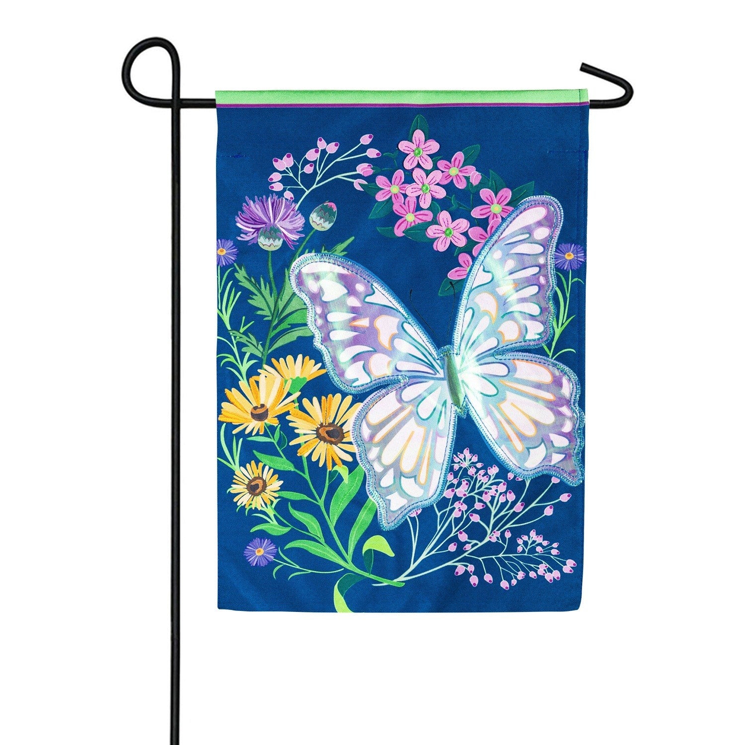 Blue Butterfly Meadow Linen Double Sided Garden Flag