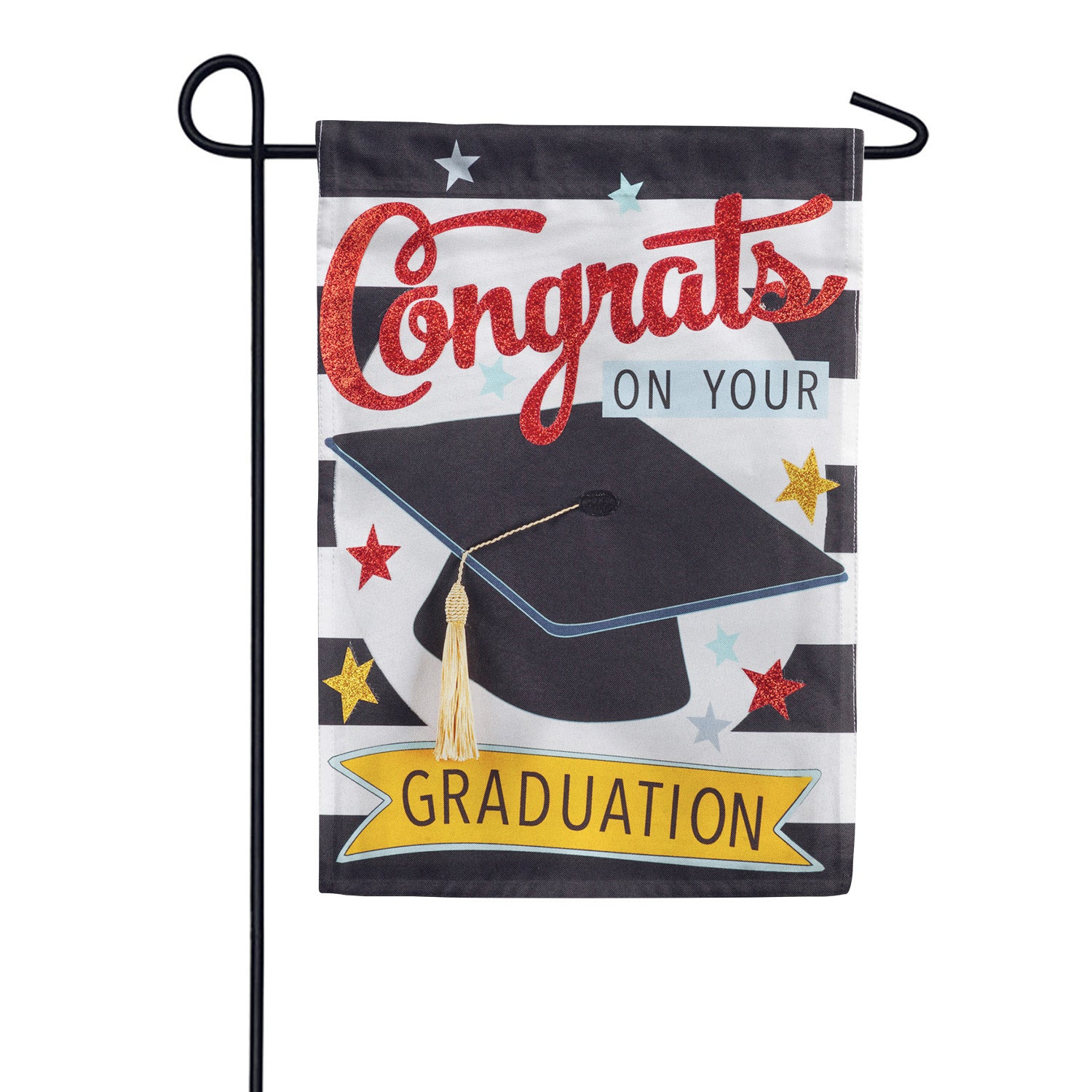 Congrats Grad Linen Garden Flag