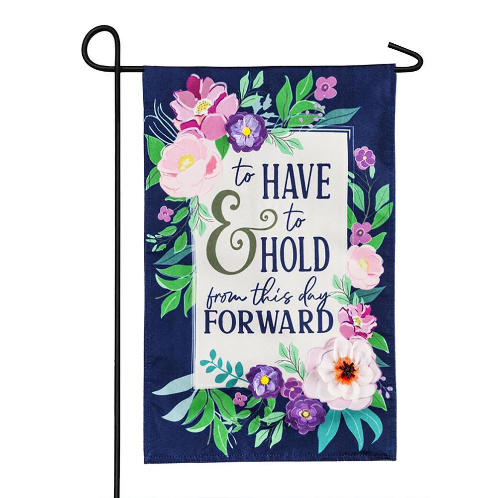 Evergreen To Have and to Hold Linen Garden Flag