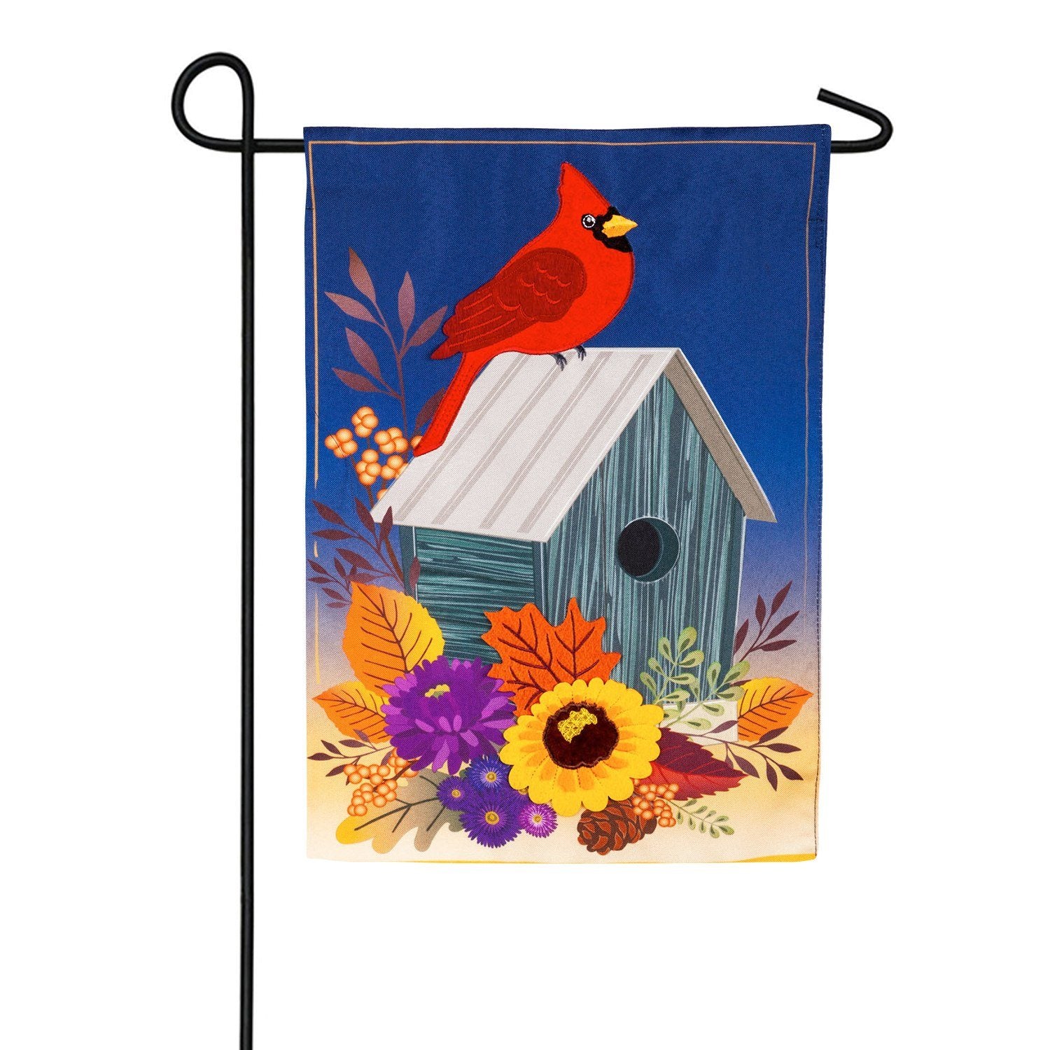 Cardinal Birdhouse Burlap Double Sided Garden Flag