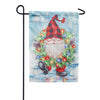 Evergreen Gnome with a Christmas Wreath Garden Flag