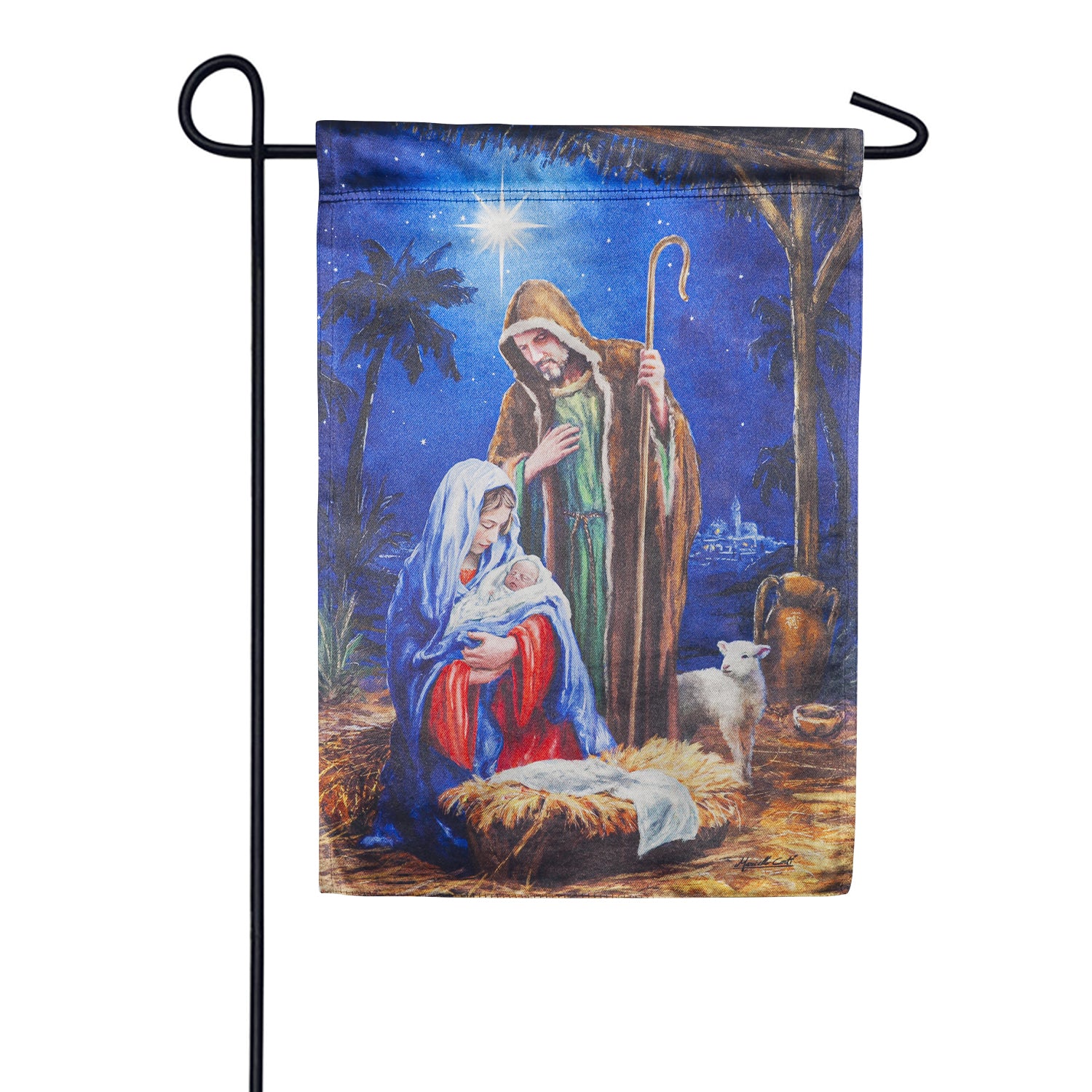 Holy Night Nativity Lustre Garden Flag