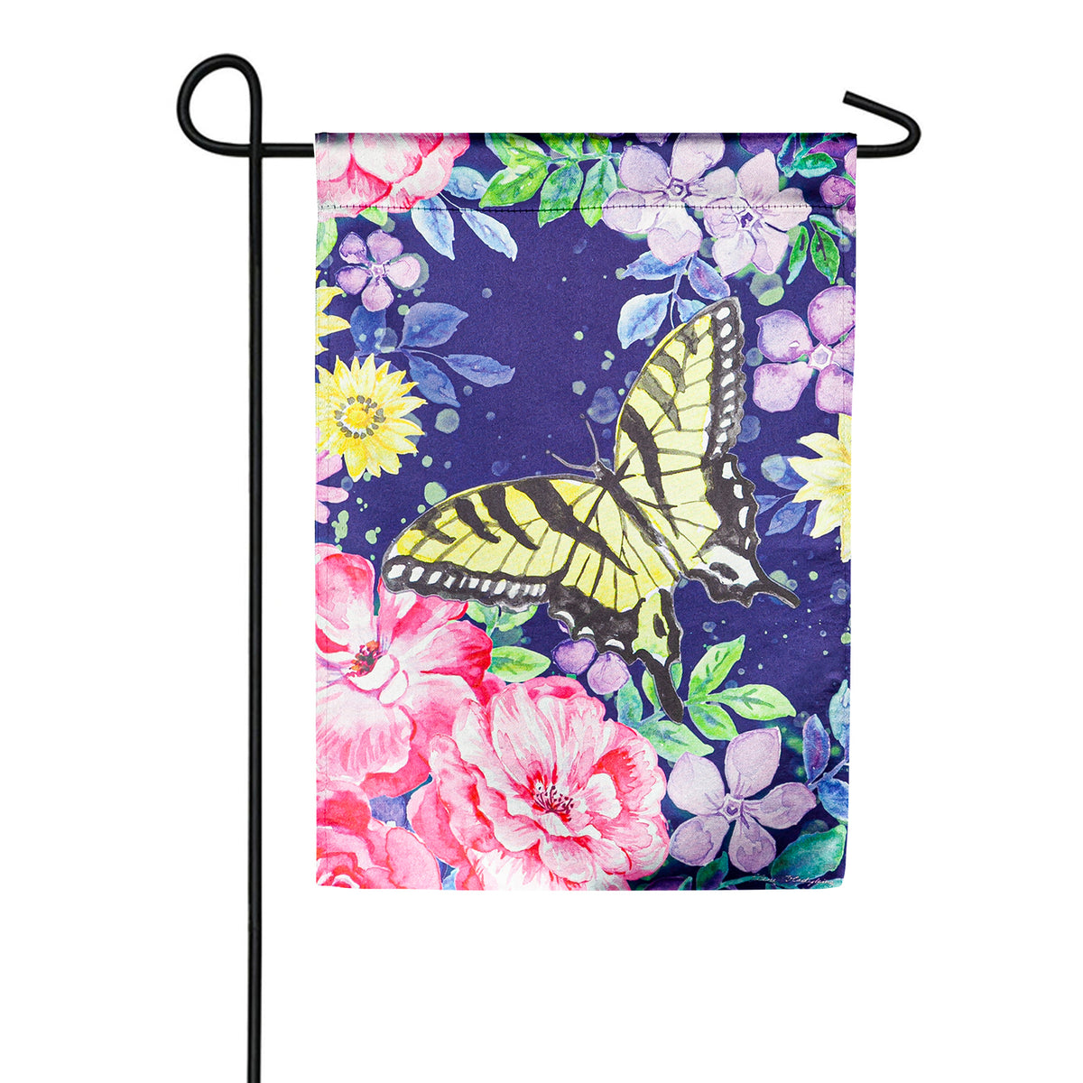 Evergreen Midnight Butterfly Garden Flag