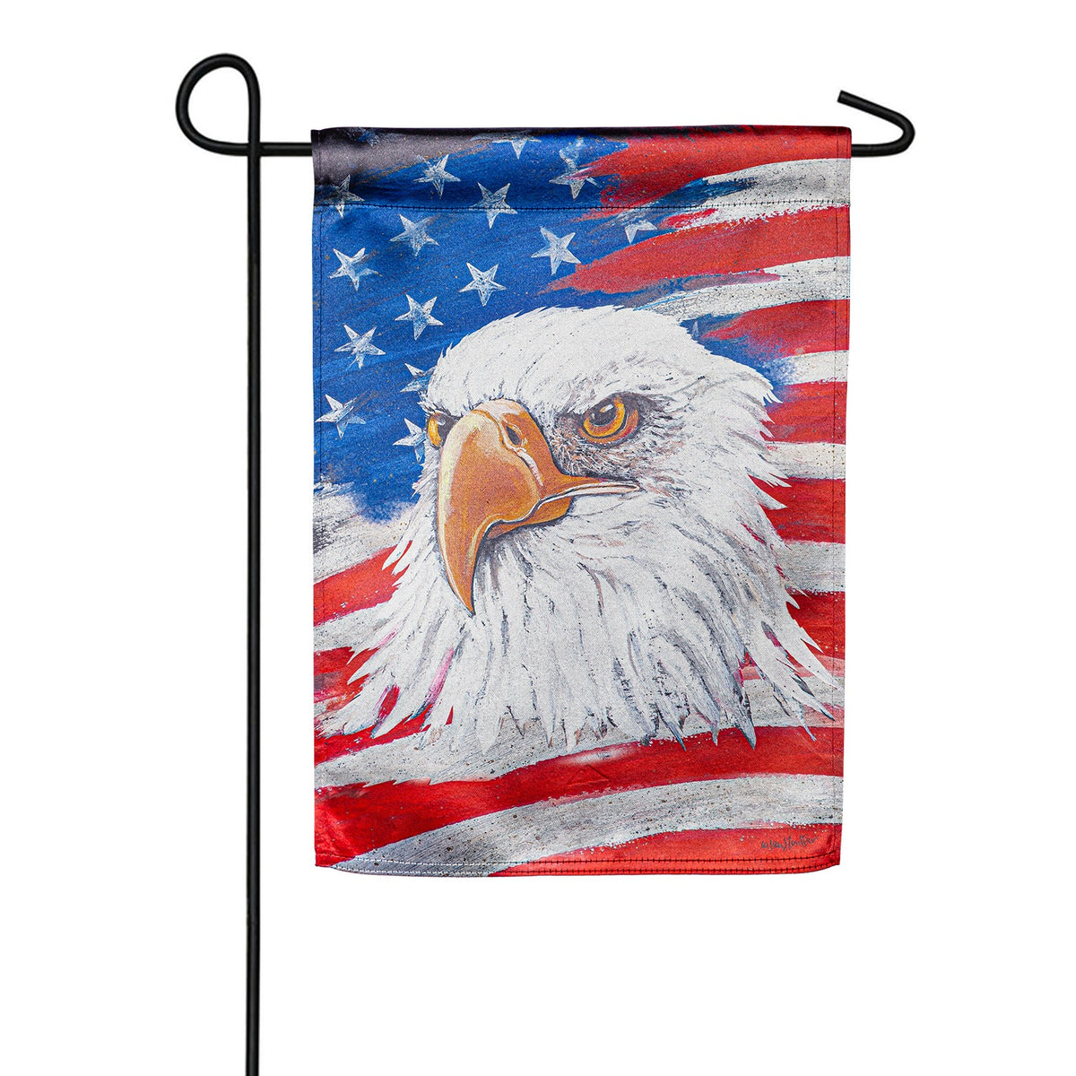 Evergreen Eagle and Flag Garden Flag