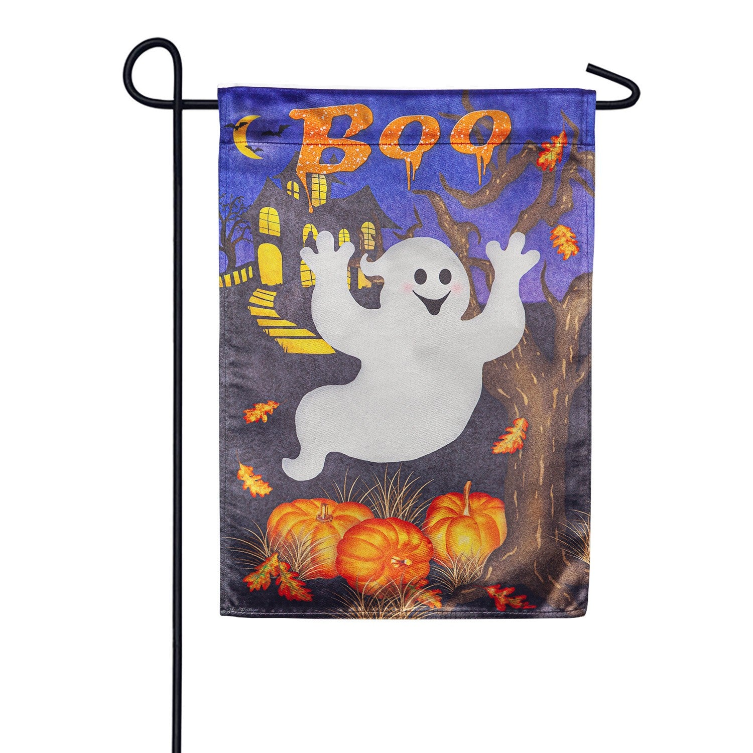 Boo Ghost Lustre Garden Flag