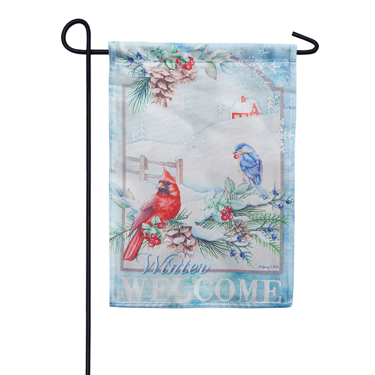Evergreen Snow Country Birds Garden Flag