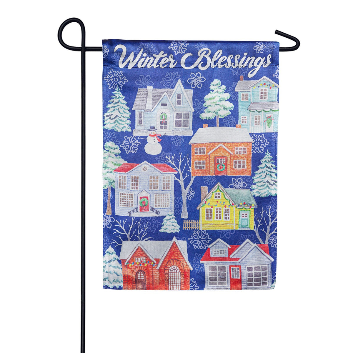 Evergreen Winter Village Lustre Garden Flag
