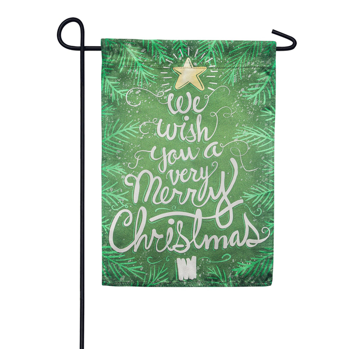 Evergreen We Wish You a Merry Christmas Lustre Garden Flag