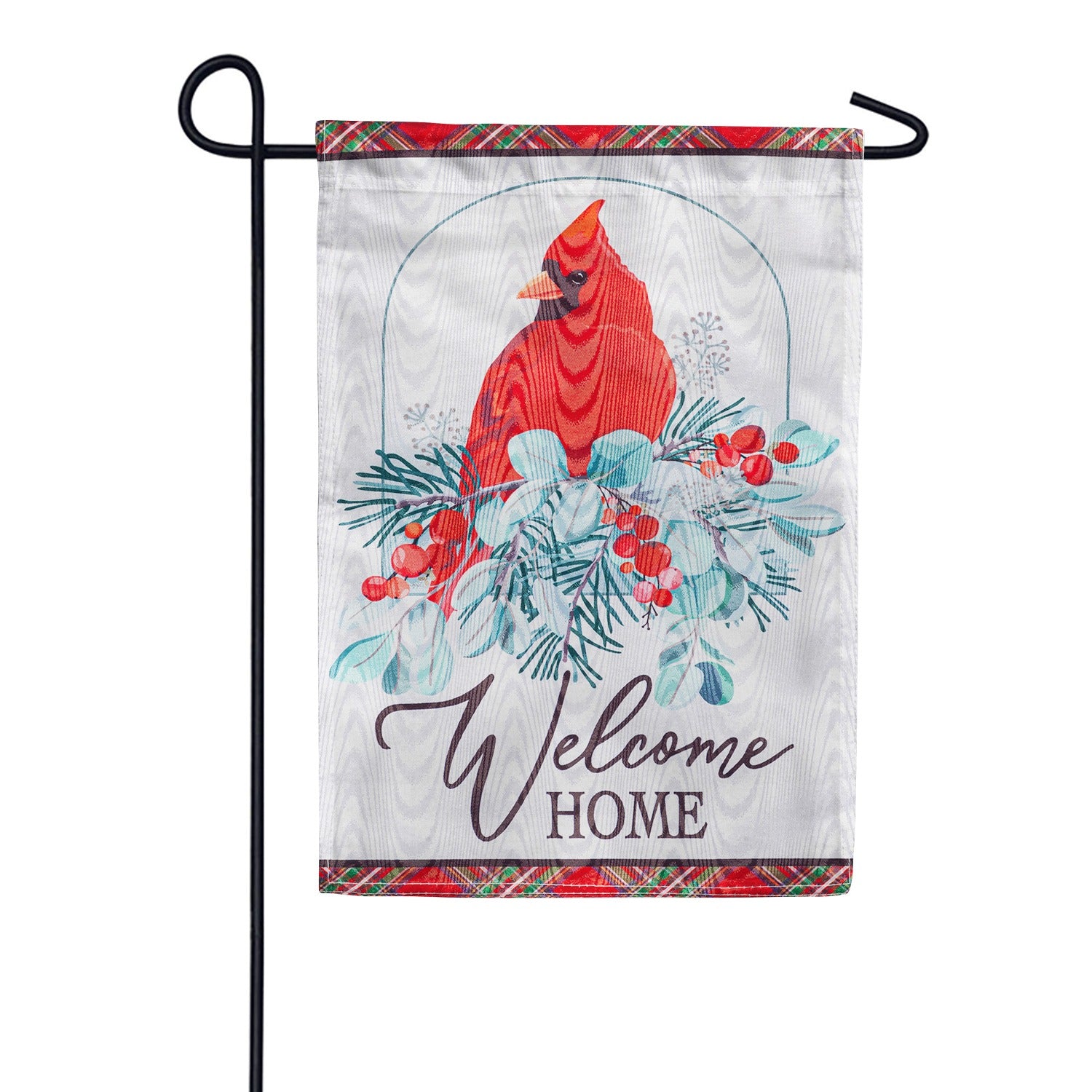 Evergreen Winter Welcome Cardinal Garden Flag