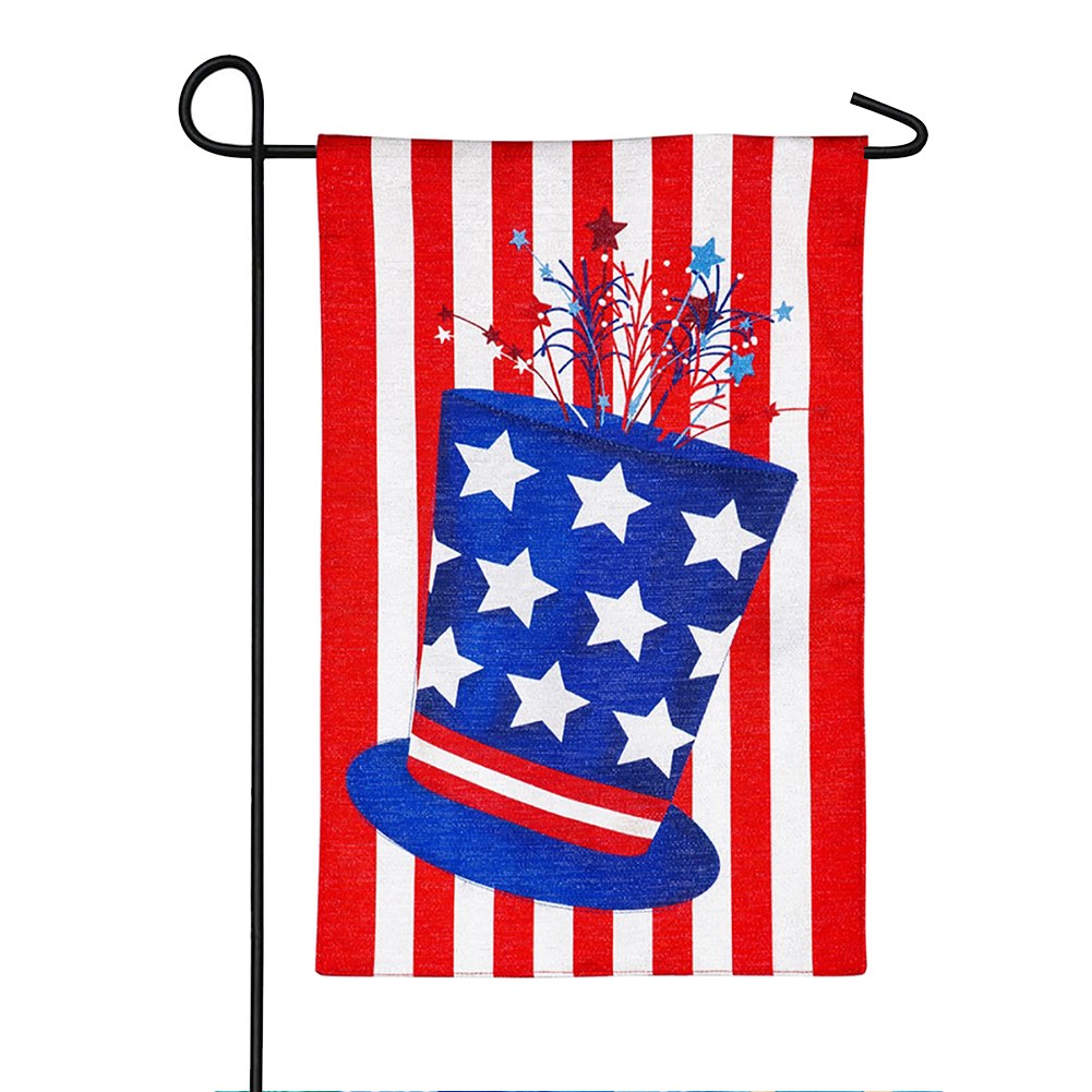 Patriotic Hat Linen Garden Flag