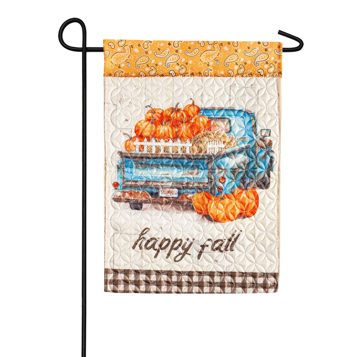 Evergreen Happy Fall Truck Quilted Garden Flag