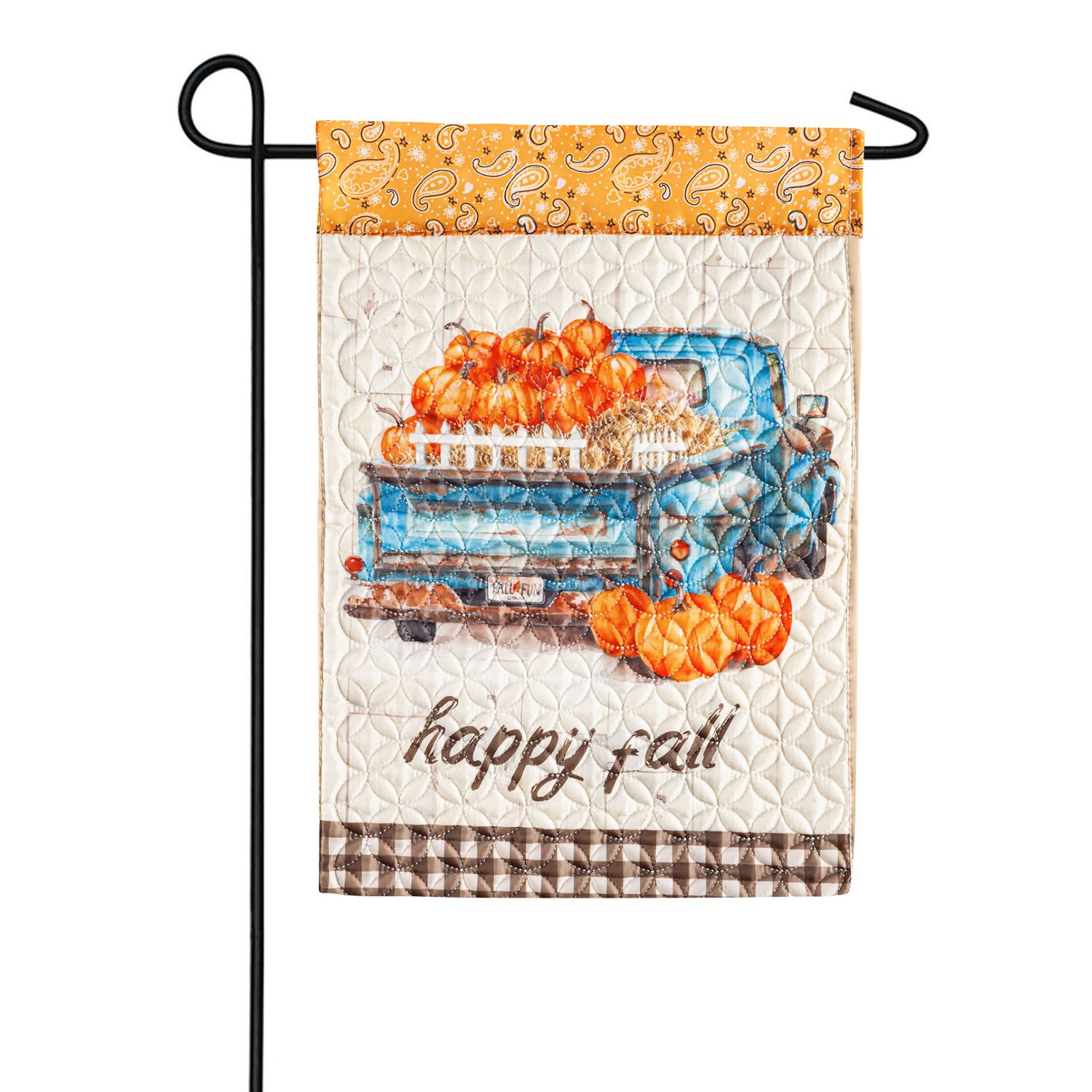 Evergreen Happy Fall Truck Quilted Garden Flag