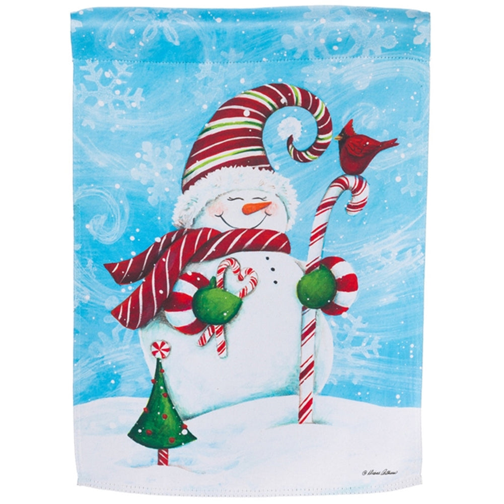 Candy Cane Snowman Flag With Stand