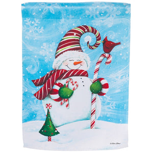 Candy Cane Snowman Flag With Stand