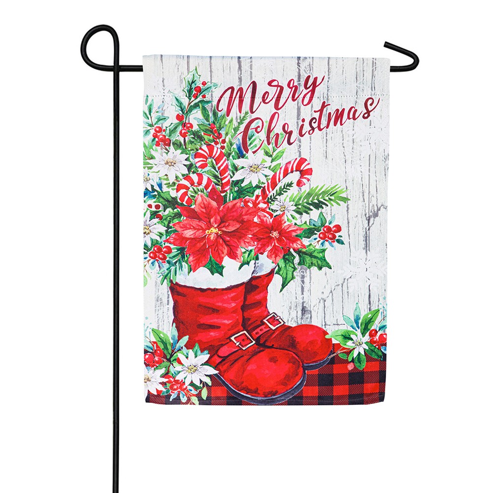 Santa Boots Suede Double Sided Garden Flag