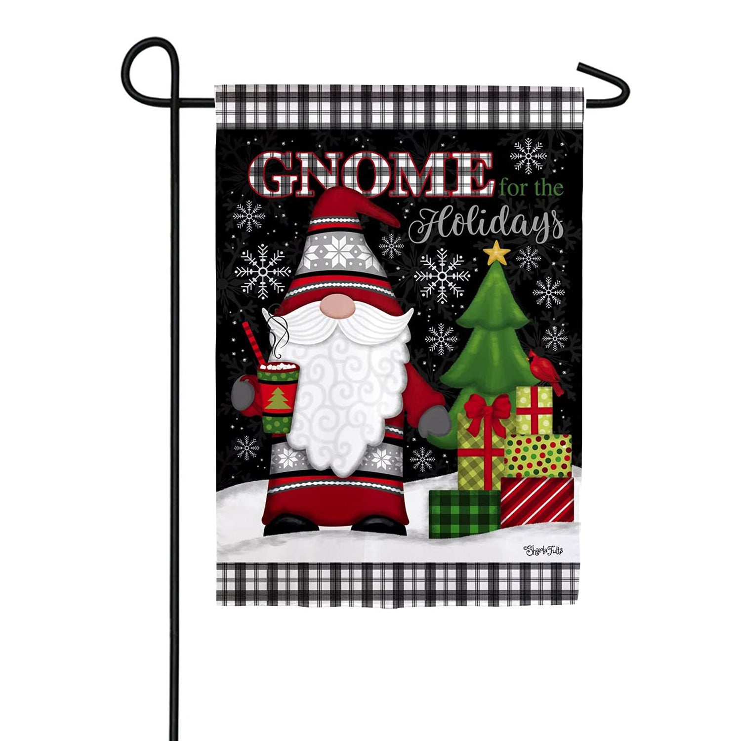 Gnome for the Holidays Double Sided Suede Garden Flag