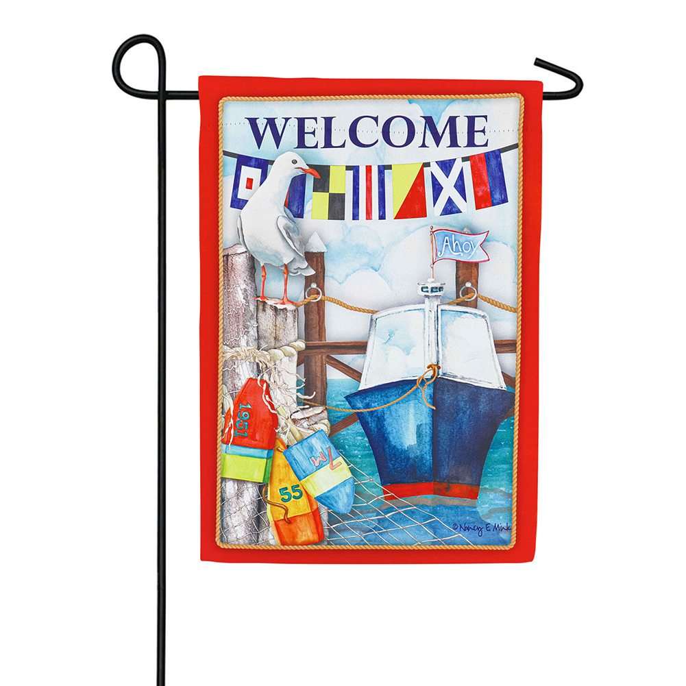 Evergreen Newport Nautical Suede Garden Flag