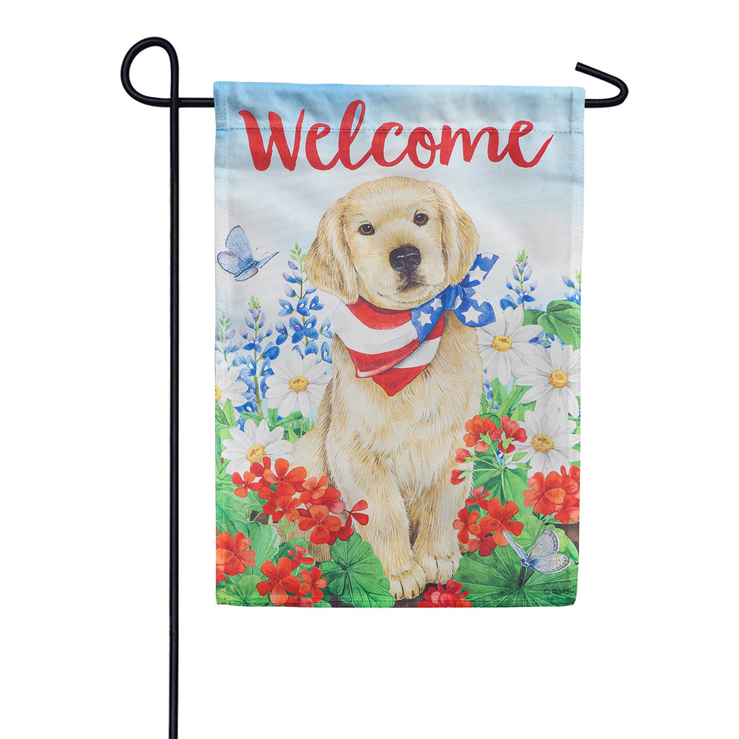Evergreen Dog with Patrotic Bandana Suede Garden Flag