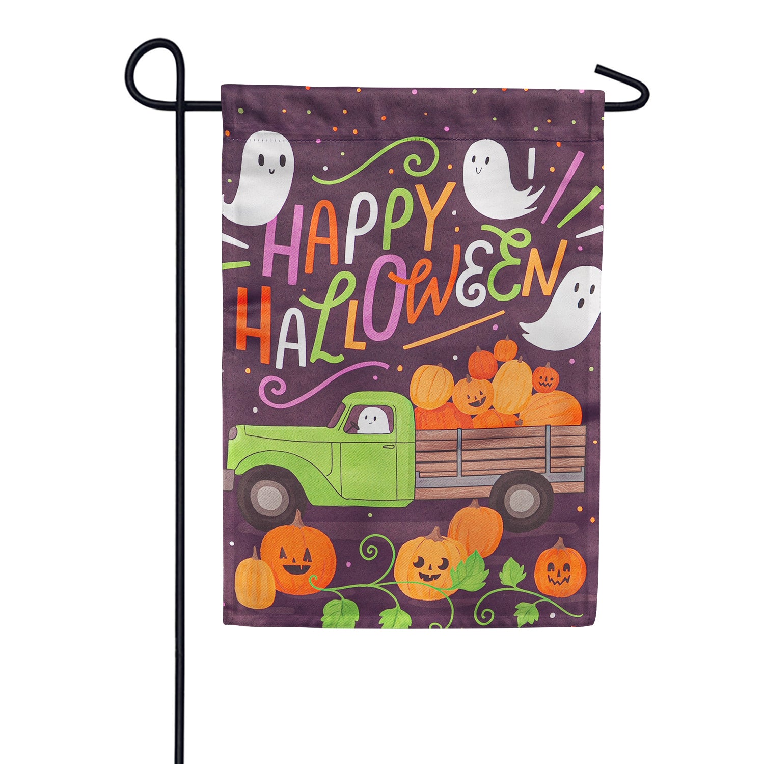 Evergreen Boo Truck Garden Flag