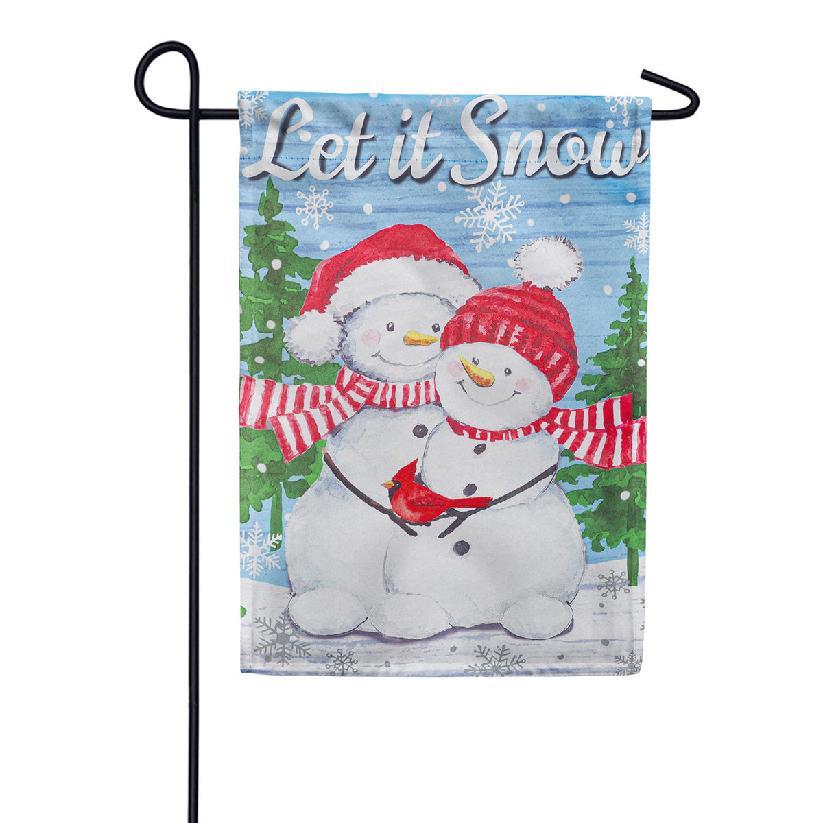 Evergreen Snowman Family Suede Garden Flag