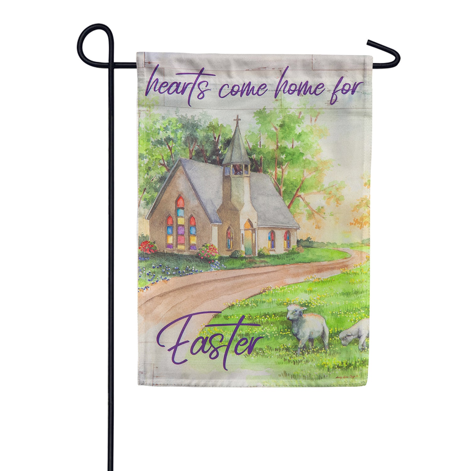 Hearts Come Home Suede Double Sided Garden Flag