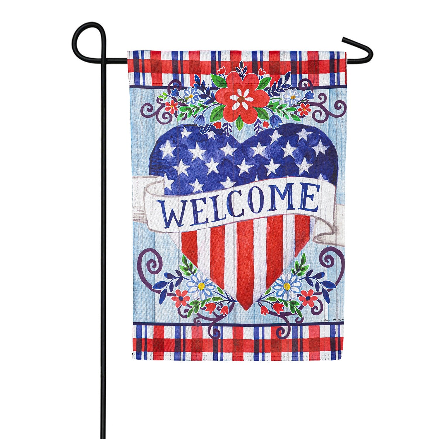 Welcome Heart Suede Double Sided Garden Flag