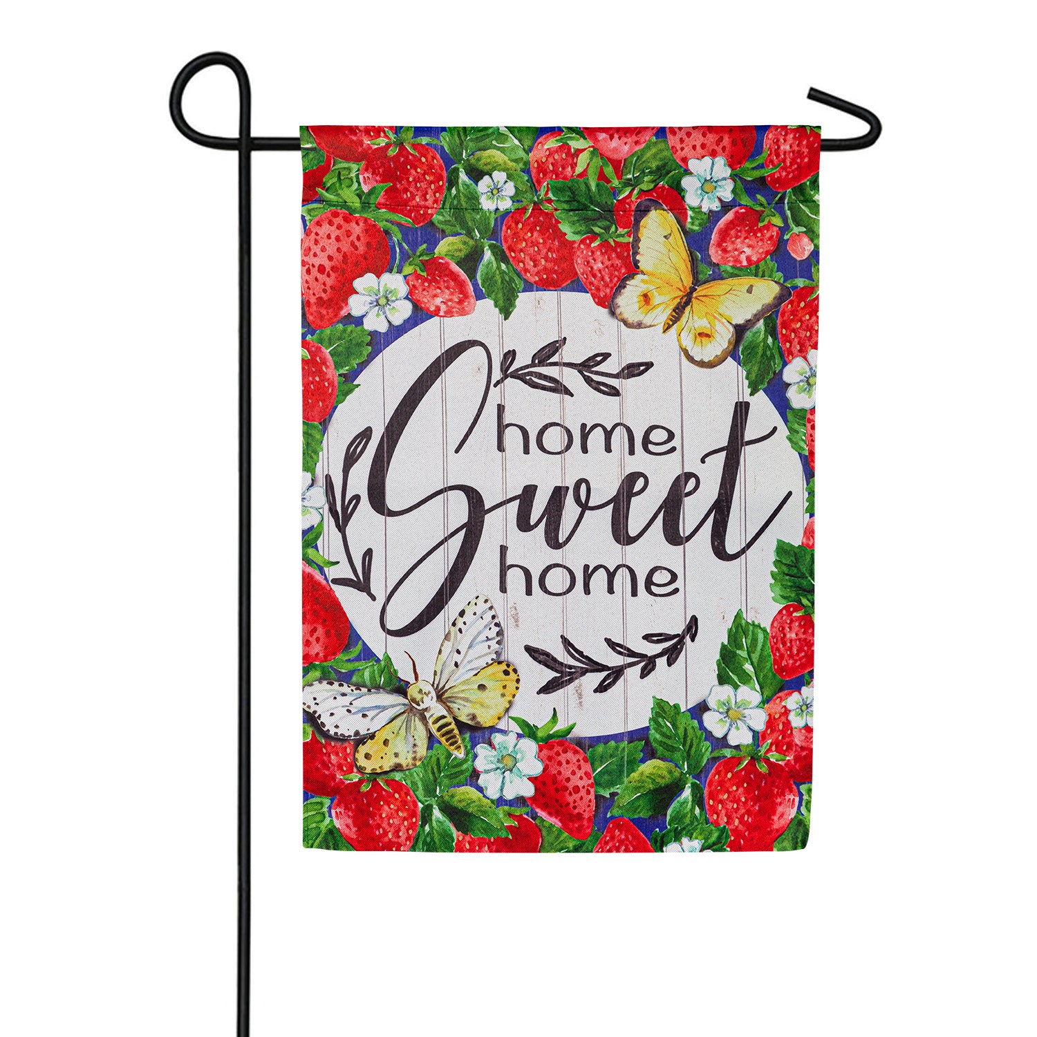Home Sweet Home Strawberries Suede Double Sided Garden Flag