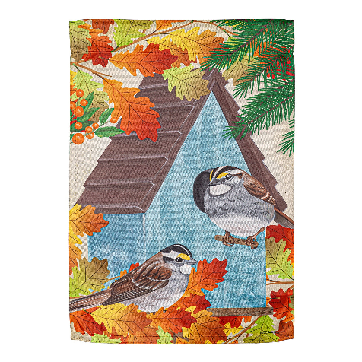 Evergreen Chickadee Duo Garden Suede Garden Flag