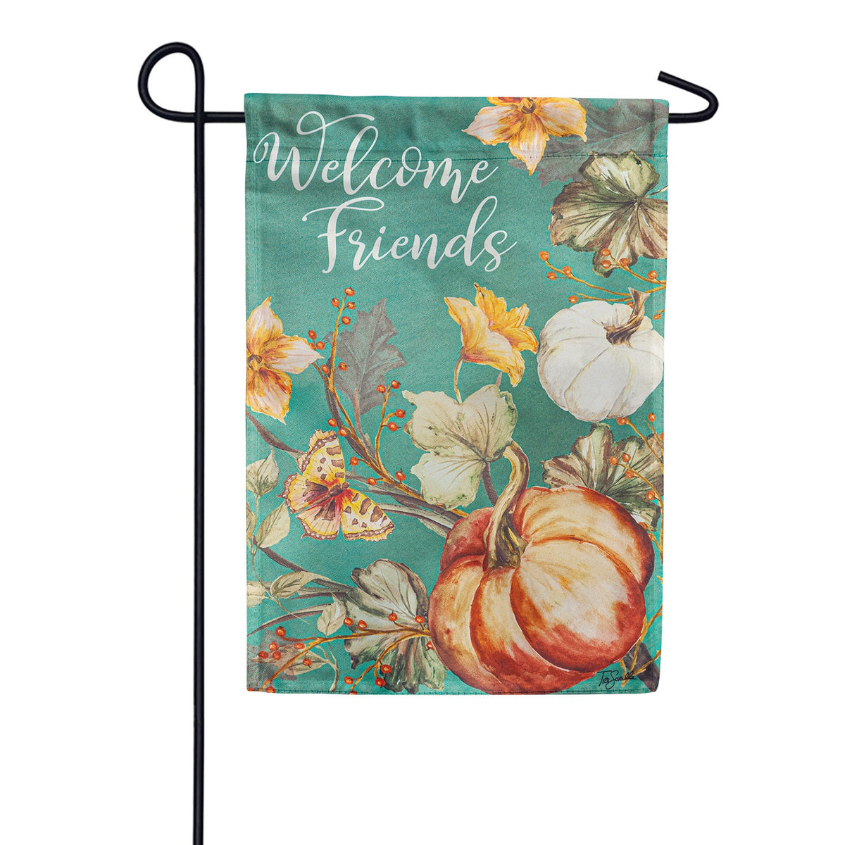 Evergreen Autumn Vines Suede Garden Flag