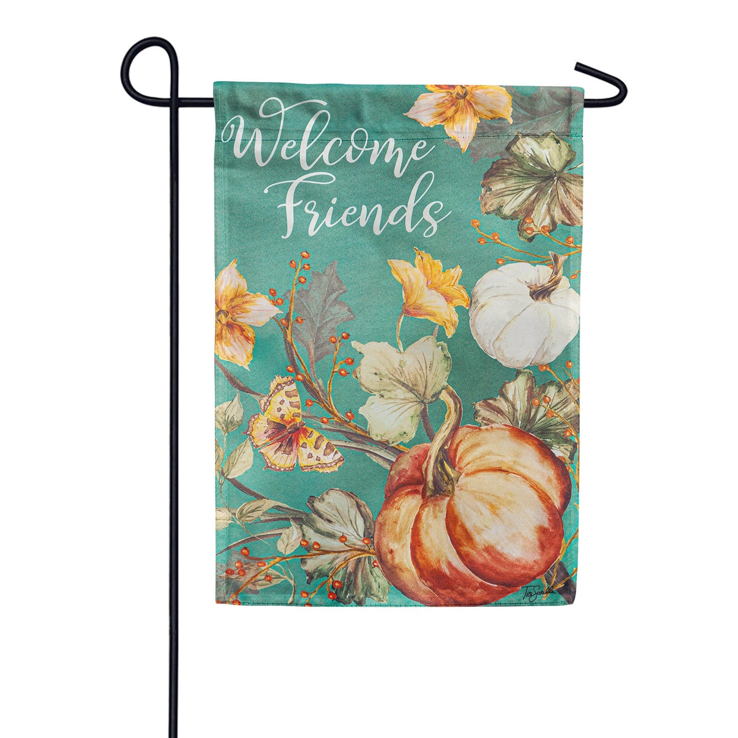 Evergreen Autumn Vines Suede Garden Flag