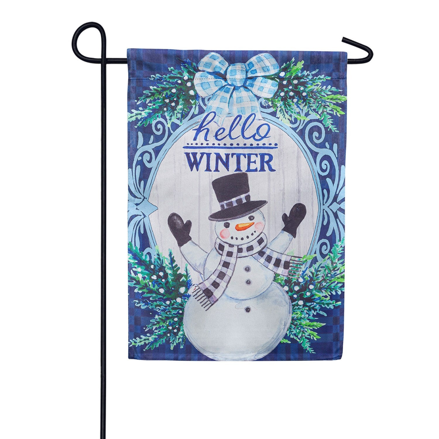 Winter Snowman Suede Double Sided Garden Flag