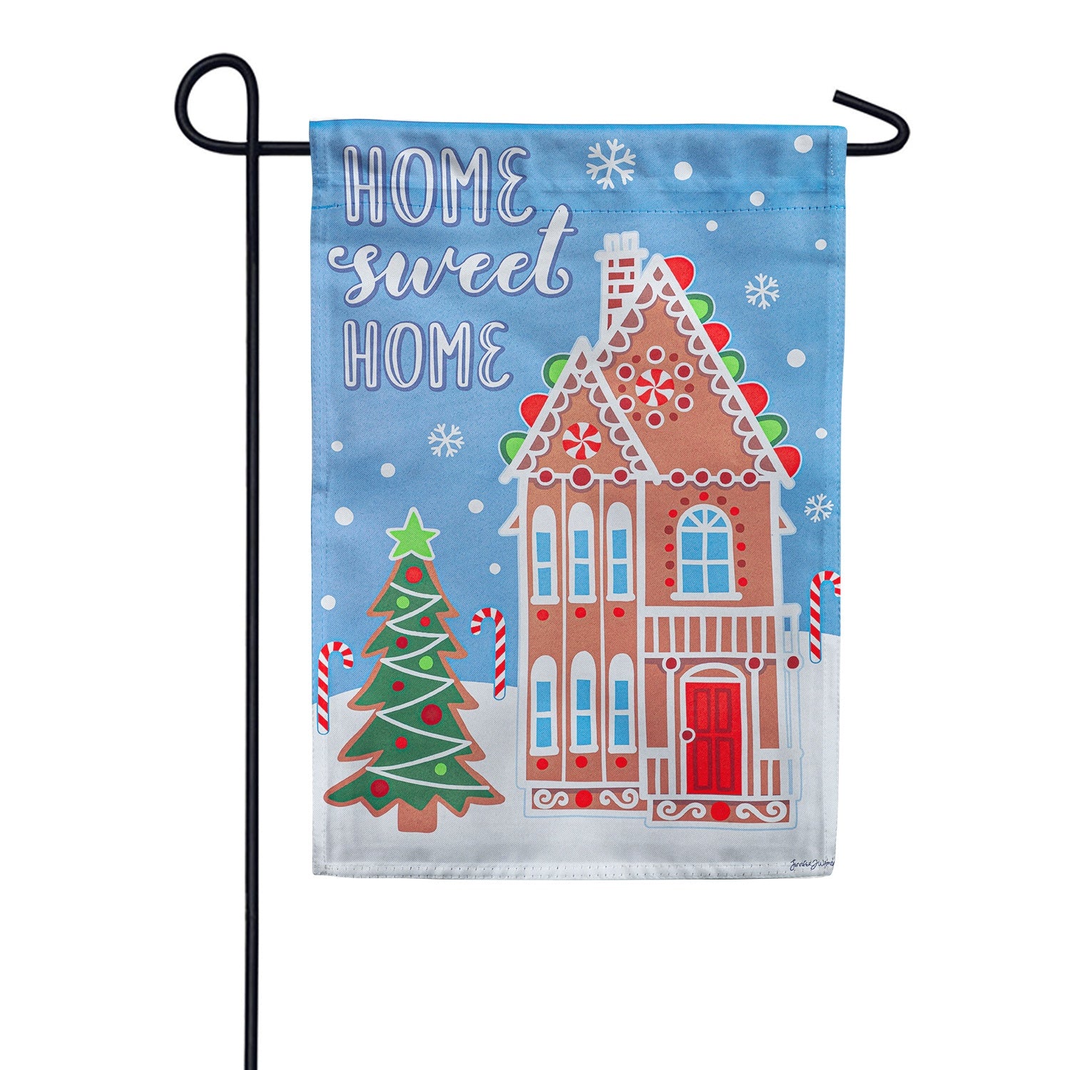 Evergreen Gingerbread Home Garden Flag