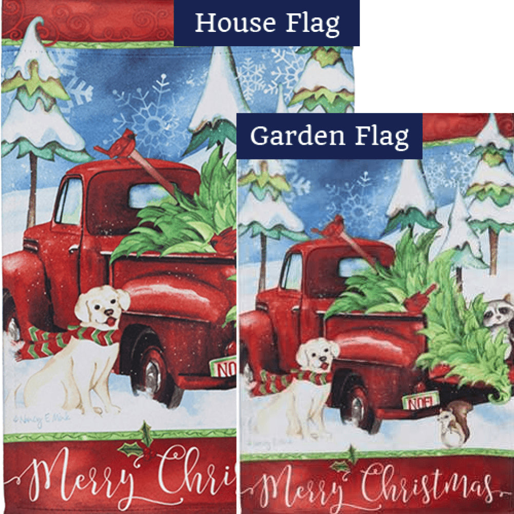 Bringing Home The Tree Christmas Flags Set (2 Pieces)