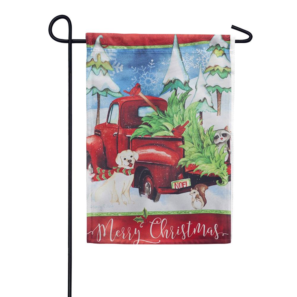 Bringing Home The Tree Christmas Garden Flag