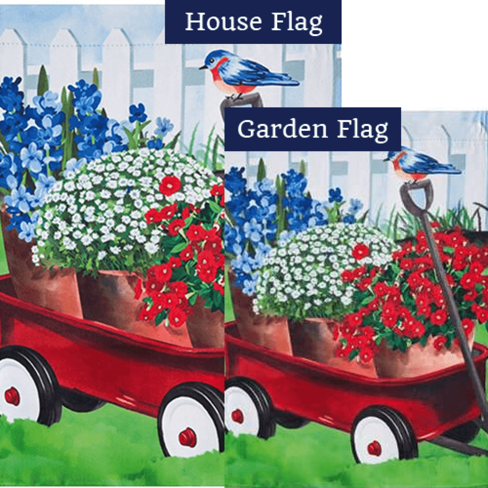 Americana Red Wagon Double Sided Flags Set (2 Pieces)