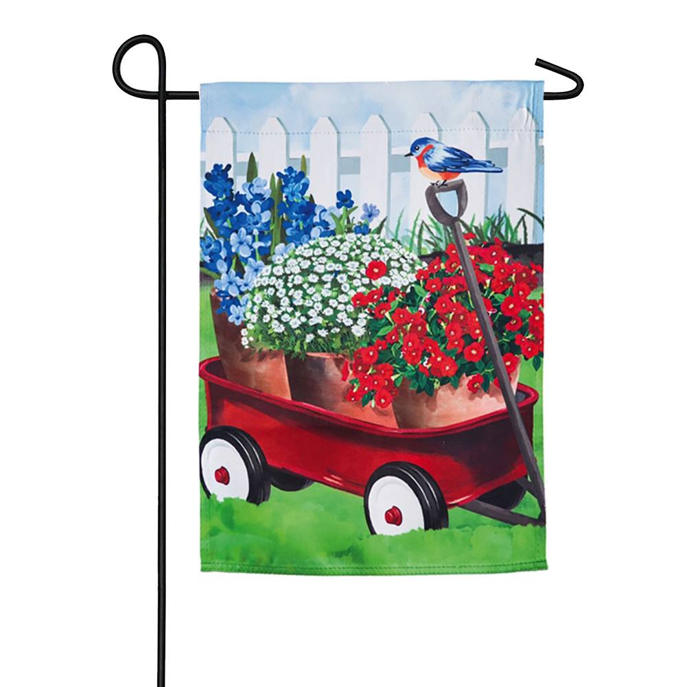 Americana Red Wagon Double Sided Garden Flag