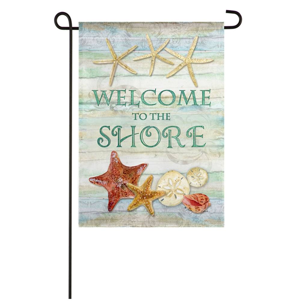 Shore Welcome Suede Garden Flag