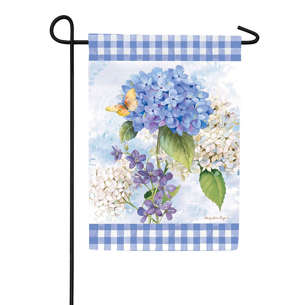 Blue Hydrangea Waffle Garden Flag