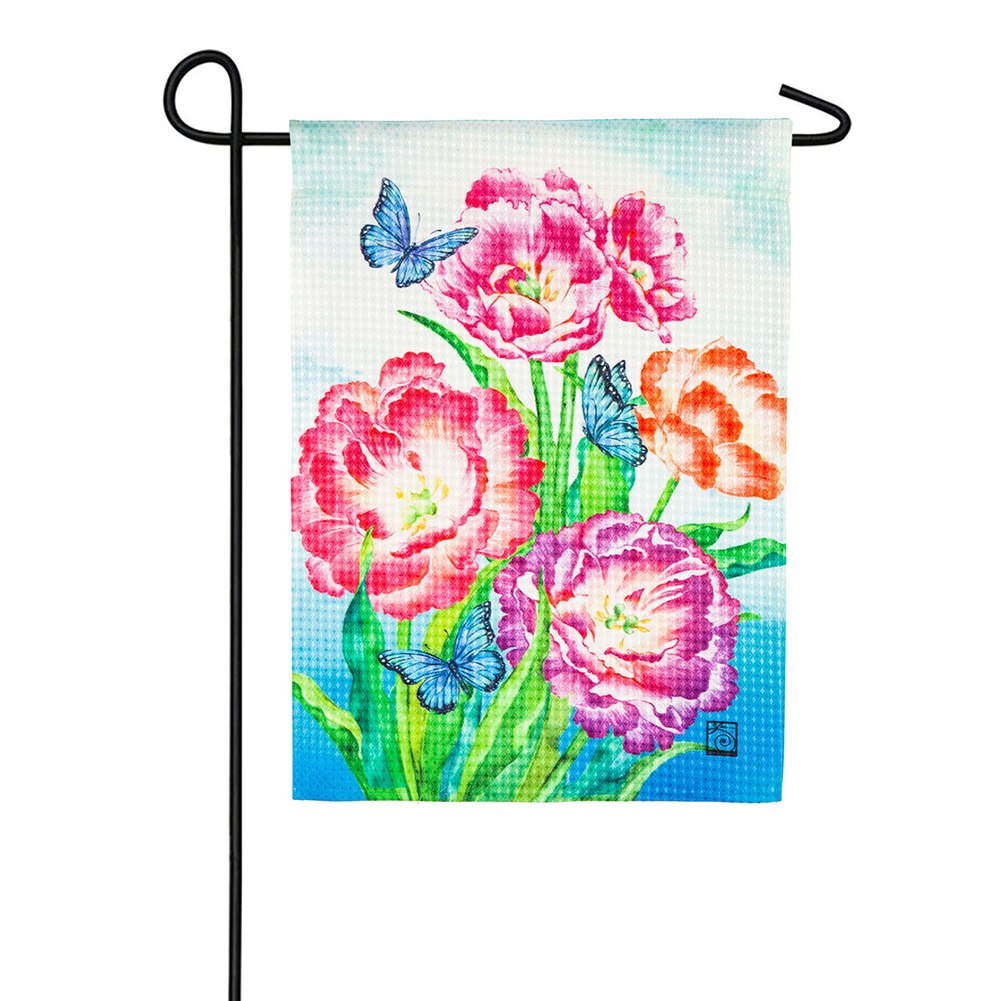 Blooming Tulips Waffle Garden Flag