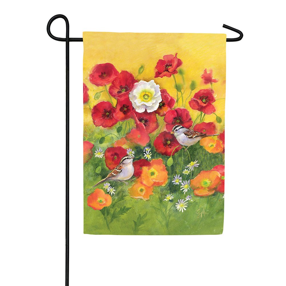 Poppy Fields Waffle Garden Flag