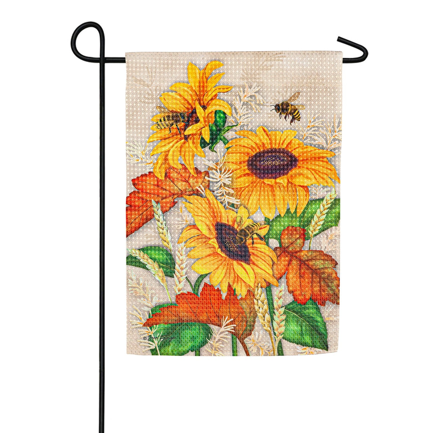 Autumn Sunflowers Waffle Garden Flag