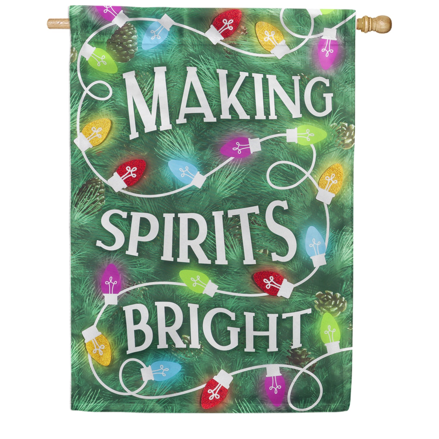 Making Spirits Bright Double Appliqued House Flag