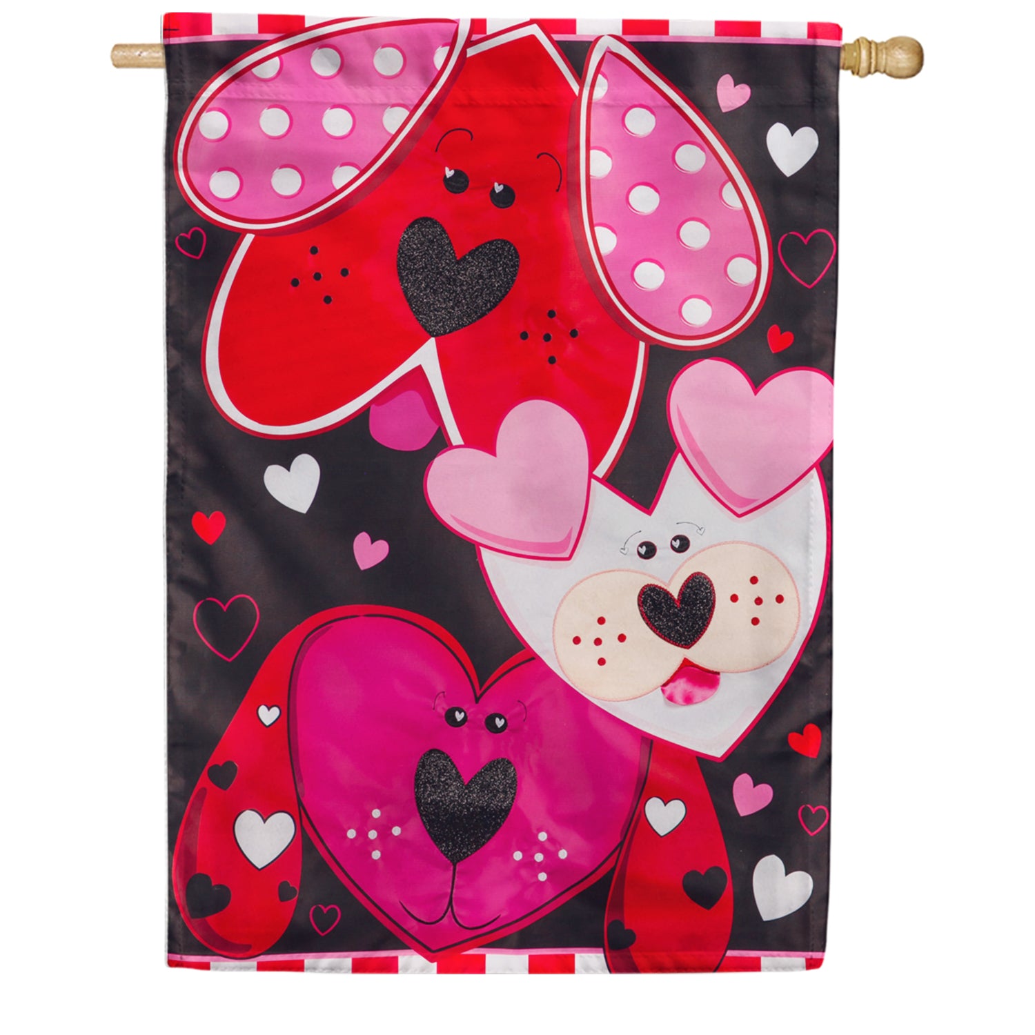 Evergreen Puppy Love Appliqued House Flag