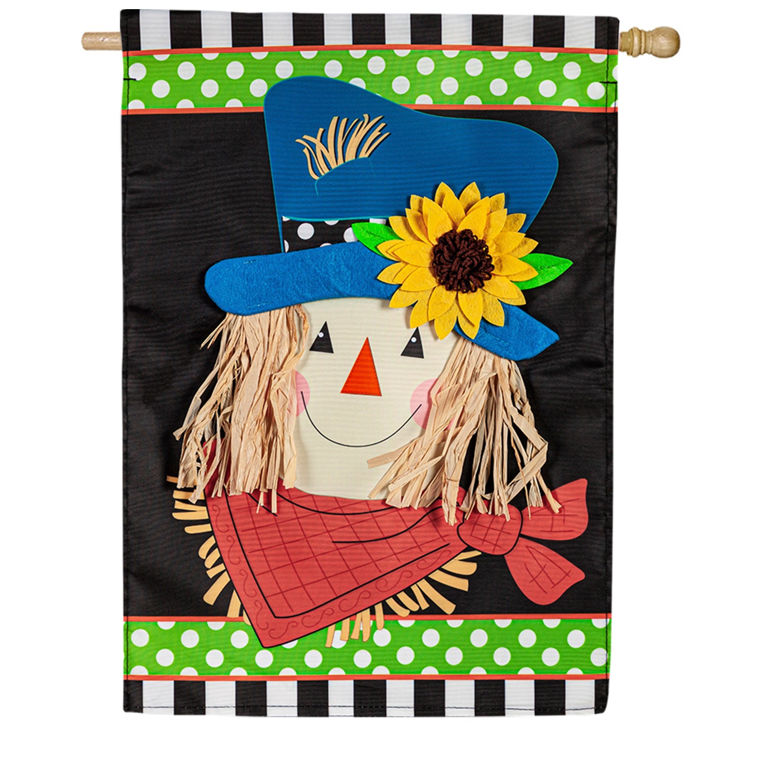 Scarecrow Friend Appliqued House Flag