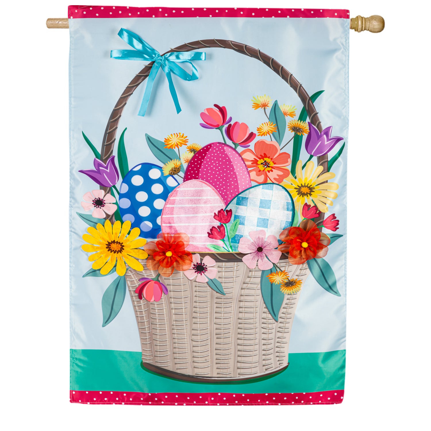 Evergreen Easter Basket Double Appliqued House Flag