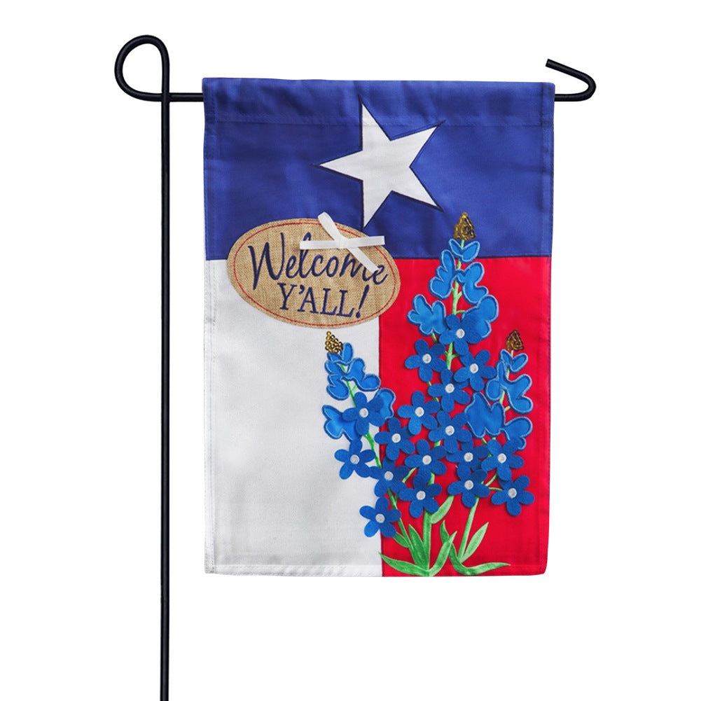 Blue Bonnets Applique Garden Flag