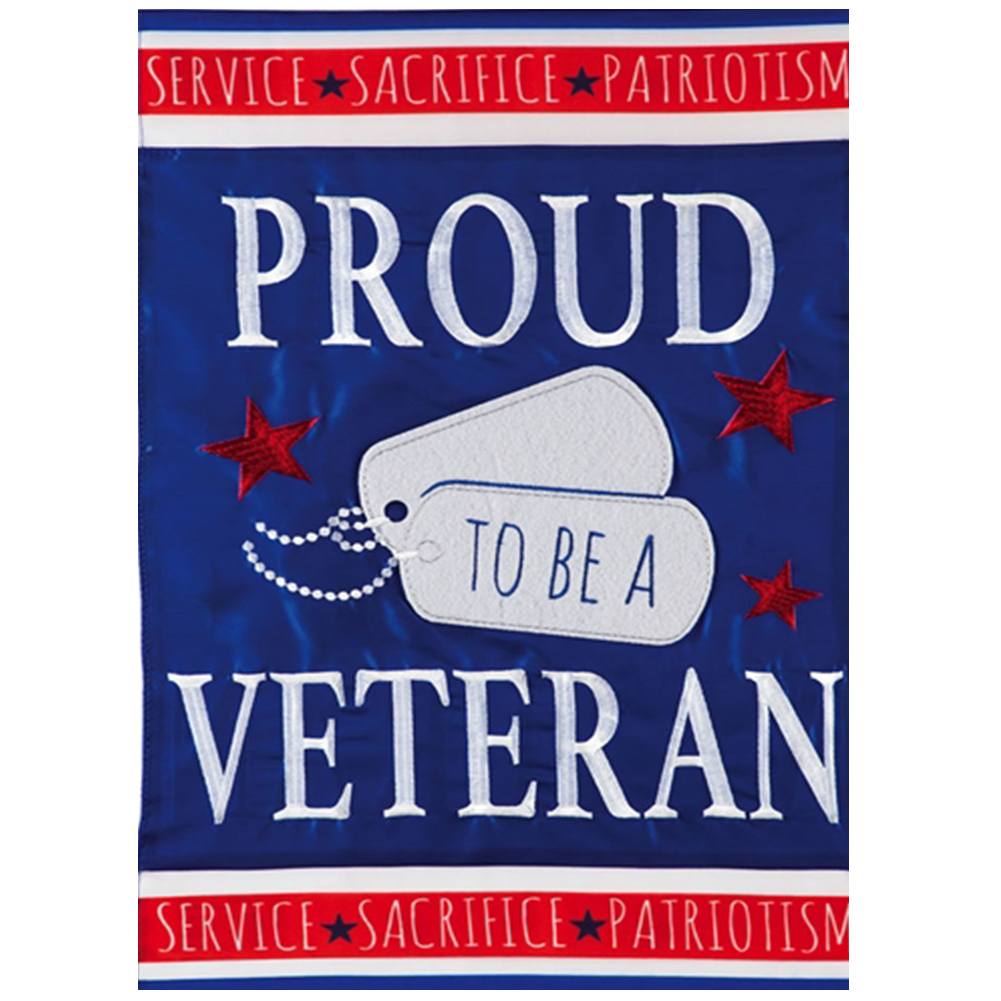 Proud Veteran Appliqued Garden Flag