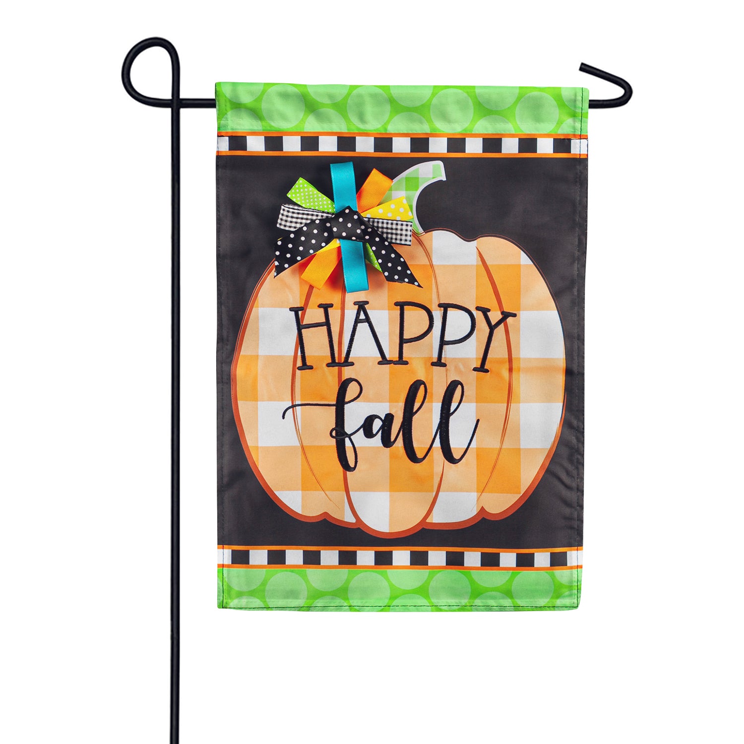 Evergreen Happy Fall Pumpkin Double Appliqued Garden Flag