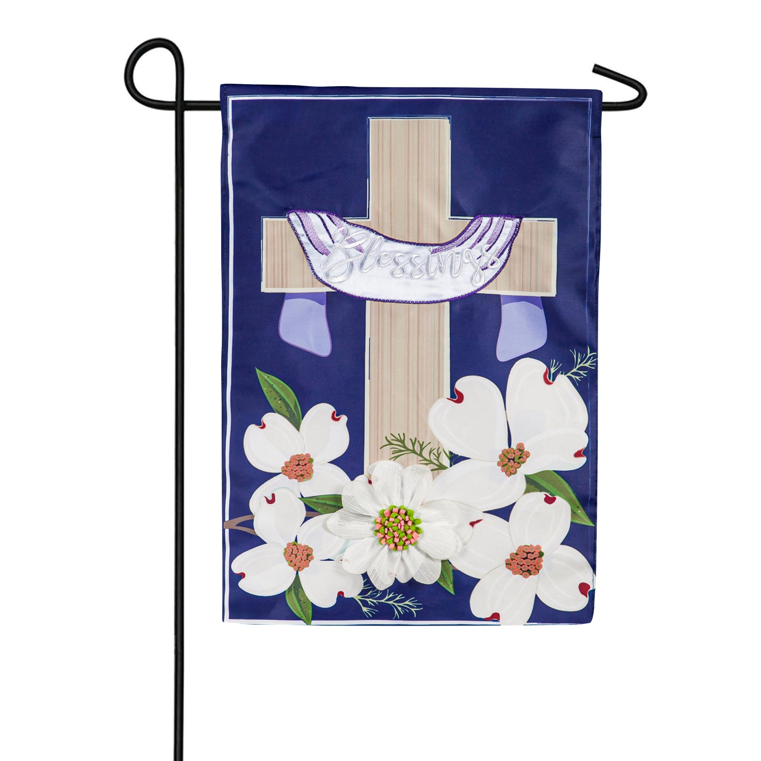 Dogwood Blessings Applique Garden Flag